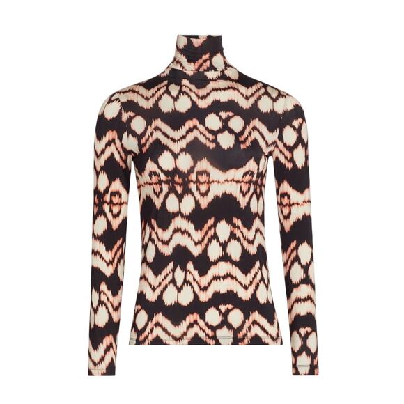 Ulla Johnson Aurelia Obsidian Printed Jersey Turtleneck Blouse Top Size P/XS - Picture 1 of 8